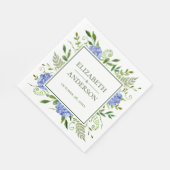 Blue Hydrangeas Wedding Serviette (Ecke)