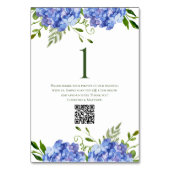 Blue Hydrangeas Wedding Table Name Tischnummer (Rückseite)
