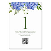 Blue Hydrangeas Wedding Tischnummer (Rückseite)