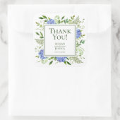 Blue Hydrangeas Wedding Vielen Dank Quadratischer Aufkleber (Tasche)