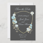 Blue Hydreanga Save the Date Ankündigung (Vorderseite)