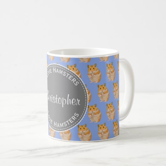 Blue I Liebe Hamsters Hamster Pattern Kaffeetasse (VorderseiteRechts)