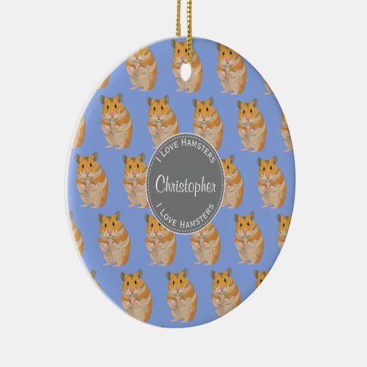 Blue I Liebe Hamsters Hamster Pattern Keramikornament (Rechts)