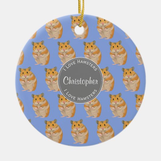 Blue I Liebe Hamsters Hamster Pattern Keramikornament (Vorne)