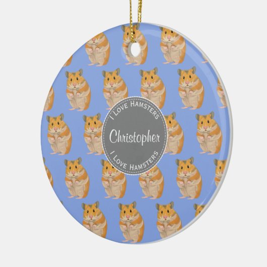 Blue I Liebe Hamsters Hamster Pattern Keramikornament (Links)