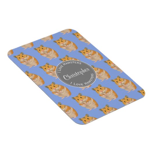 Blue I Liebe Hamsters Hamster Pattern Magnet (Rechte Seite)