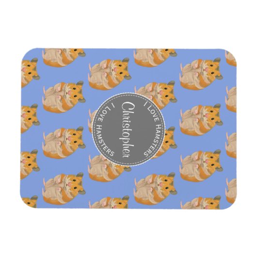 Blue I Liebe Hamsters Hamster Pattern Magnet (Horizontal)