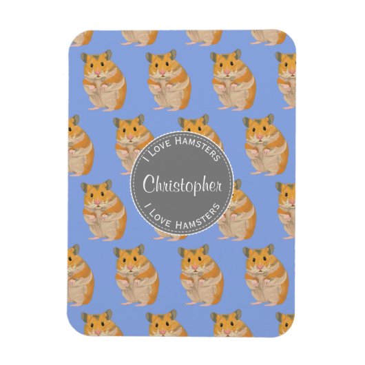 Blue I Liebe Hamsters Hamster Pattern Magnet (Vertikal)