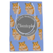 Blue I Liebe Hamsters Hamster Pattern Mittlere Geschenktüte (Vorderseite)