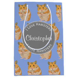 Blue I Liebe Hamsters Hamster Pattern Mittlere Geschenktüte