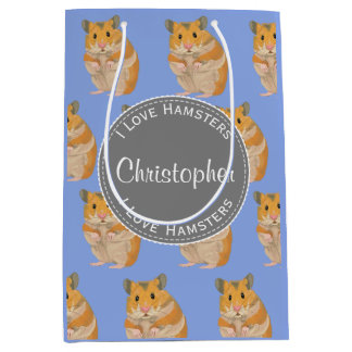 Blue I Liebe Hamsters Hamster Pattern Mittlere Geschenktüte