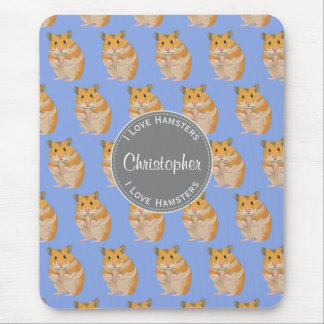 Blue I Liebe Hamsters Hamster Pattern Mousepad