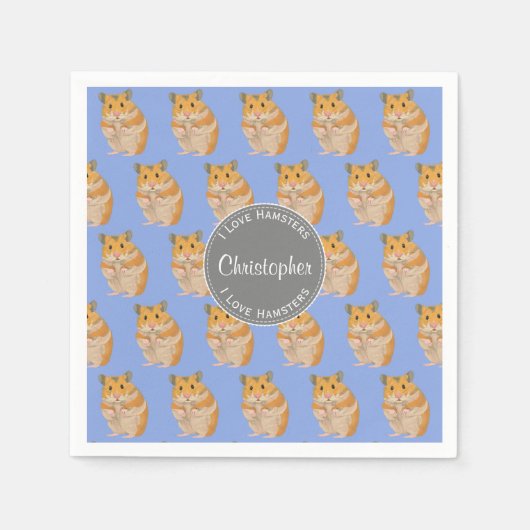 Blue I Liebe Hamsters Hamster Pattern Serviette (Vorderseite)