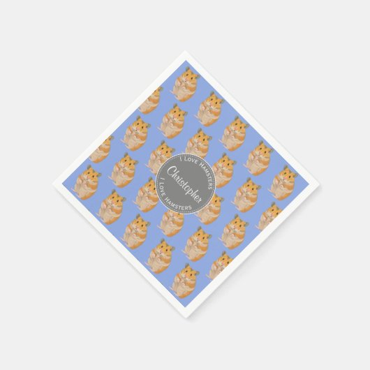 Blue I Liebe Hamsters Hamster Pattern Serviette (Ecke)