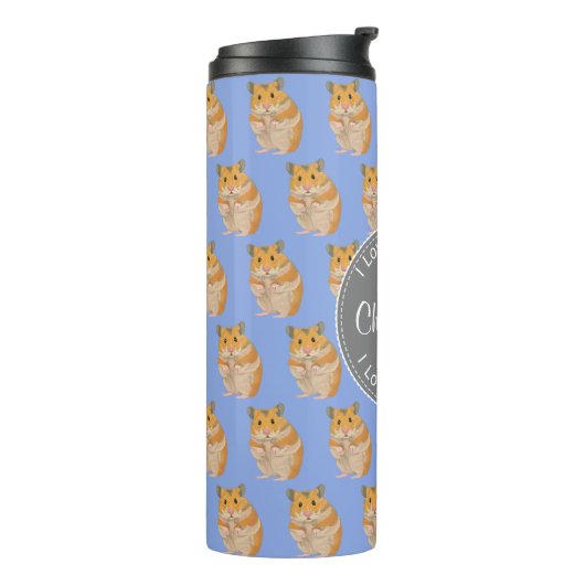 Blue I Liebe Hamsters Hamster Pattern Thermosbecher (Nach links gedreht)