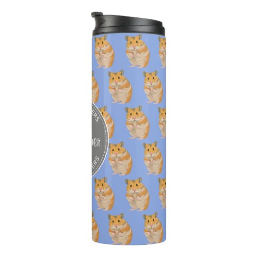 Blue I Liebe Hamsters Hamster Pattern Thermosbecher (Nach rechts gedreht)