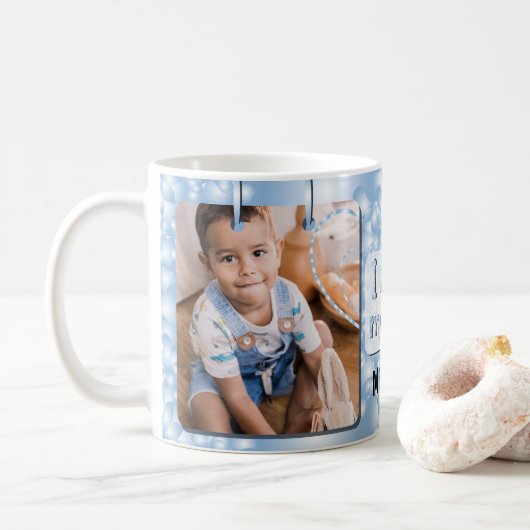 Blue I Liebe My Son Foto & Name Kaffeetasse (Mit Donut)