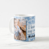 Blue I Liebe My Son Foto & Name Kaffeetasse (Vorderseite Links)