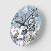Blue Ice Alice im Wunderland Glitzer Runde Wanduhr (Winkel)