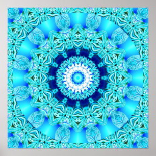 Blue Ice Angel Ring, Abstrakt Mandala Poster