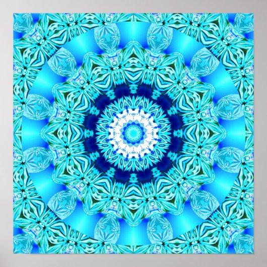 Blue Ice Angel Ring, Abstrakt Mandala Poster (Vorne)