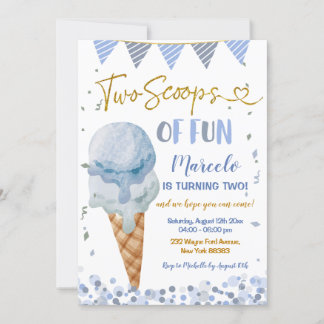 Blue Ice Cream 2. Geburtstag zwei Spaß Einladung