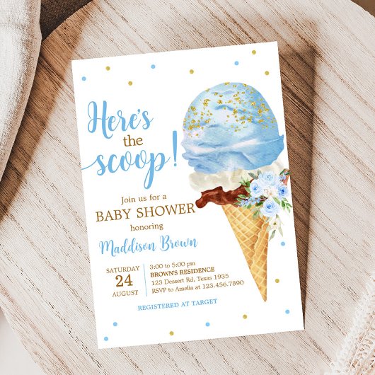 Blue Ice Cream Baby Dusche Einladung