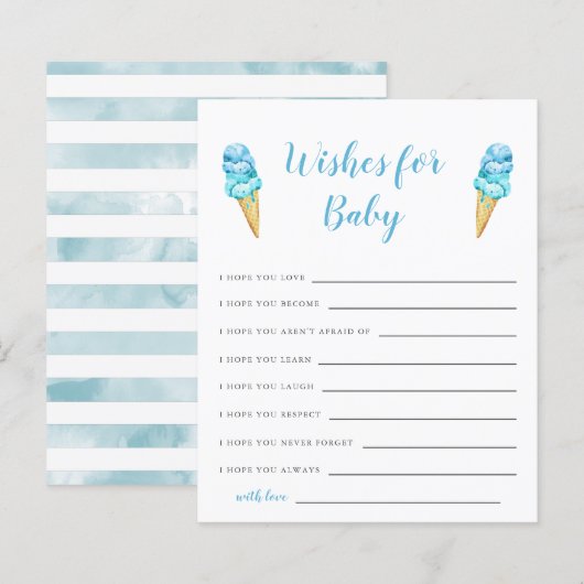 Blue Ice Cream Baby Dusche Wünsche für Baby Card (Vorne/Hinten)