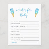 Blue Ice Cream Baby Dusche Wünsche für Baby Card (Vorderseite)