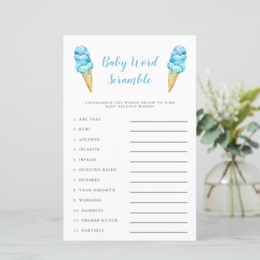 Blue Ice Cream Baby Word Scramble Game (Stehend Vorderseite)