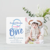 Blue Ice Cream FotoGirl 1. Geburtstag Einladung (Stehend Vorderseite)