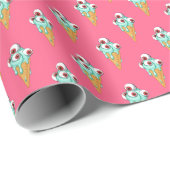Blue Ice Cream Pink Hintergrund Geschenkpapier (Rolleneckpunkt)