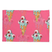 Blue Ice Cream Pink Hintergrund Kissenbezug (Rückseite)