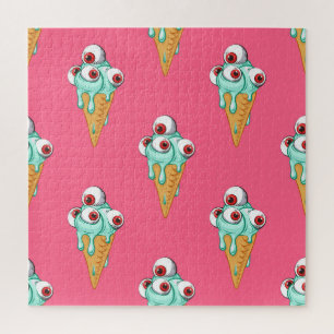 Blue Ice Cream Pink Hintergrund Puzzle