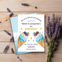 Blue Ice Cream Scoops für zwei Jungen zum Geburtst