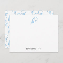 Blue Ice Cream Stationery Note Card Mitteilungskarte