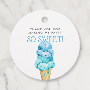 Blue Ice Cream Thema Geburtstag Party Gefälligkeit Geschenkanhänger