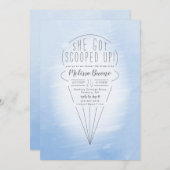 Blue Ice Cream Theme Brautparty Einladung (Vorne/Hinten)