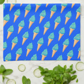 Blue Ice Creams Pattern on Blue Geschirrtuch (Gefaltet)