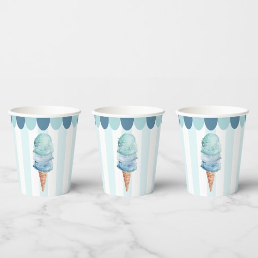 Blue Ice Creme Birthday Party Paper Cups Pappbecher (Multi)