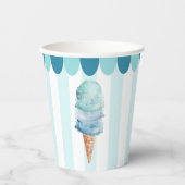 Blue Ice Creme Birthday Party Paper Cups Pappbecher (Vorderseite)