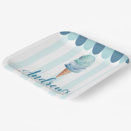 Blue Ice Creme Birthday Party Paper Teller (Gewinkelt)