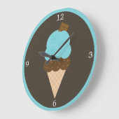 Blue Ice Creme Cone Große Wanduhr (Winkel)