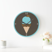 Blue Ice Creme Cone Große Wanduhr (Zuhause)