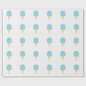 Blue Ice Creme Cone Sprinkles Stars Punkte Geschenkpapier (Flach)