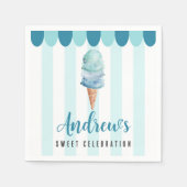 Blue Ice Creme Geburtstagsparty Napkins Serviette (Vorderseite)