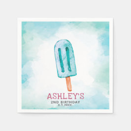 Blue Ice Creme Watercolor Geburtstag Serviette