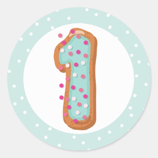 Blue Ice Donuts Nummer 1 ein Baby zum ersten Gebur Runder Aufkleber (Vorderseite)