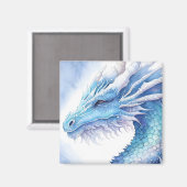 Blue Ice Dragon Aquarelldesign Magnet (Vorderseite/Rückseite)