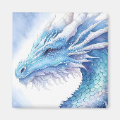 Blue Ice Dragon Aquarelldesign Magnet (Vorne)